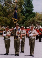 2002-Banner-Party-corps-centenary-SGT-Ian-West-LT-Scottie-Morris-WO2-Dave-Powell-SGT-Ash-Keatch